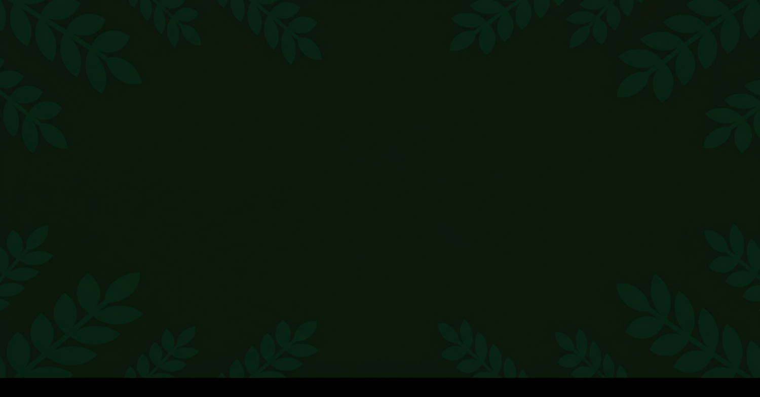 Dark green leaves on a black background