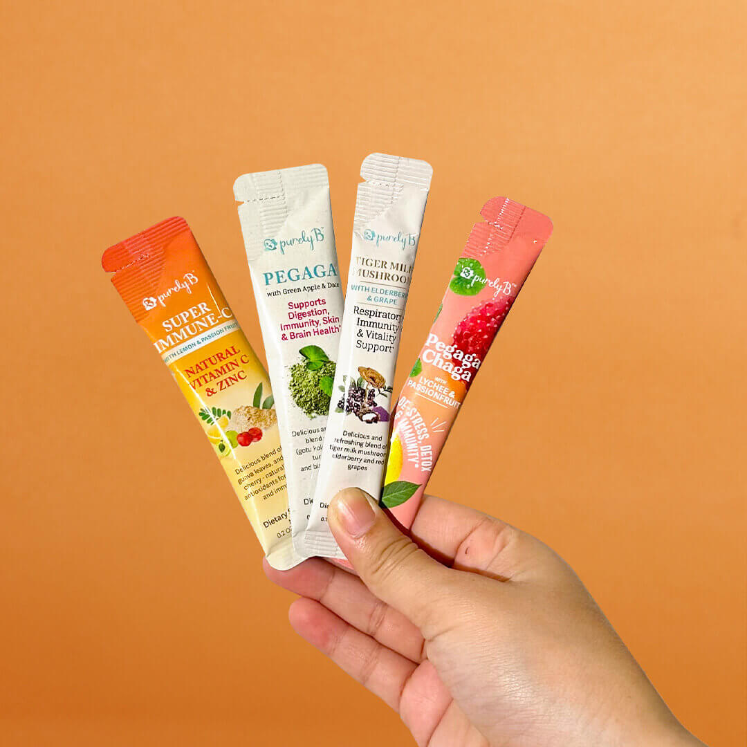 [PurelyB Taster Set] Pegaga, Tiger Milk Mushroom, Pegaga-Chaga &amp; Super Immune-C